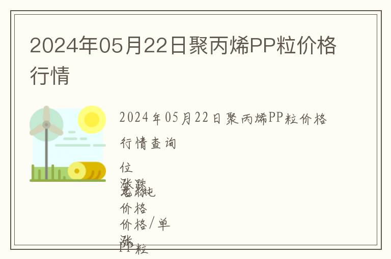 2024年05月22日聚丙烯PP粒價格行情
