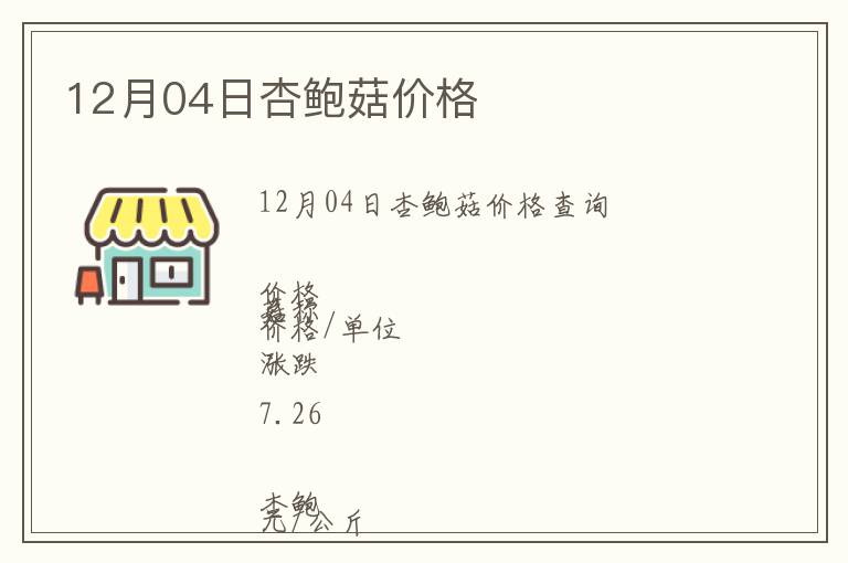12月04日杏鮑菇價格