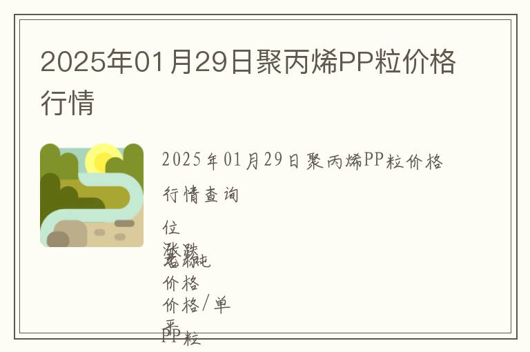 2025年01月29日聚丙烯PP粒價格行情