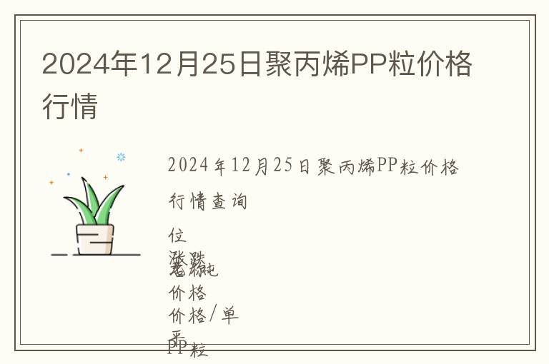 2024年12月25日聚丙烯PP粒價格行情
