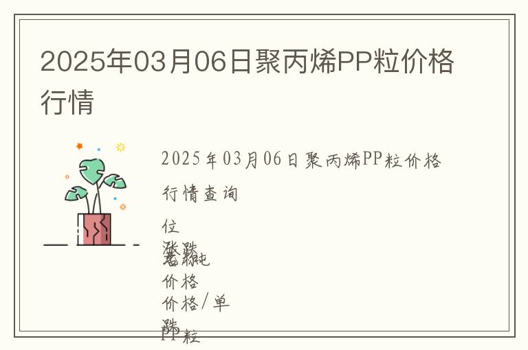 2025年03月06日聚丙烯PP粒價(jià)格行情