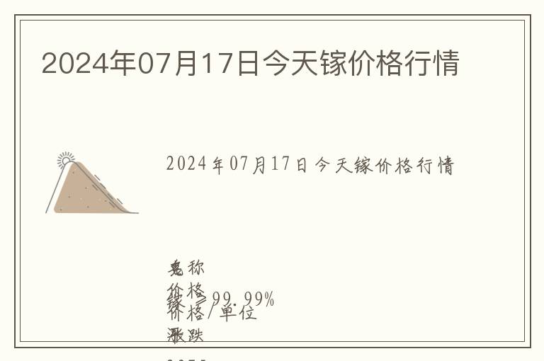 2024年07月17日今天鎵價格行情