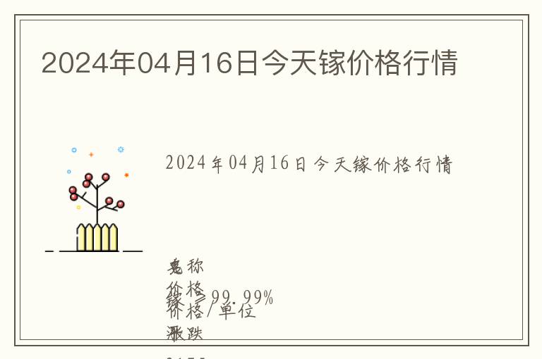 2024年04月16日今天鎵價格行情