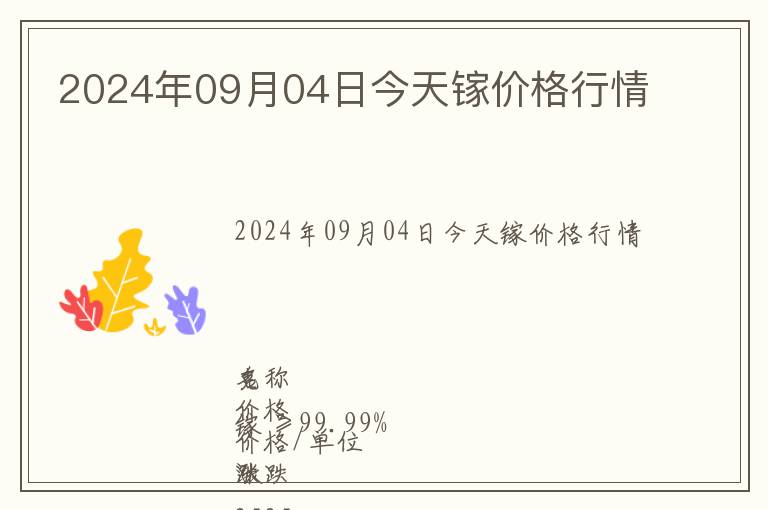 2024年09月04日今天鎵價(jià)格行情