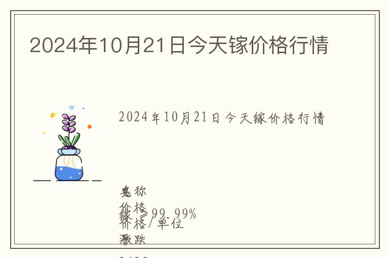 2024年10月21日今天鎵價格行情