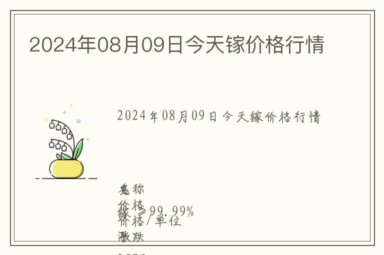 2024年08月09日今天鎵價(jià)格行情