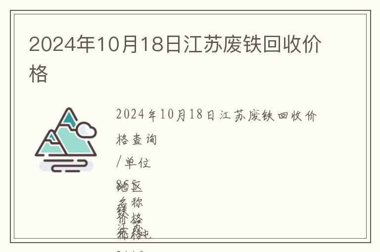 2024年10月18日江蘇廢鐵回收價格