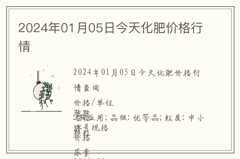 2024年01月05日今天化肥價格行情