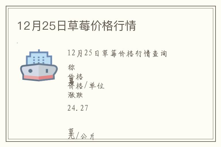 12月25日草莓價(jià)格行情