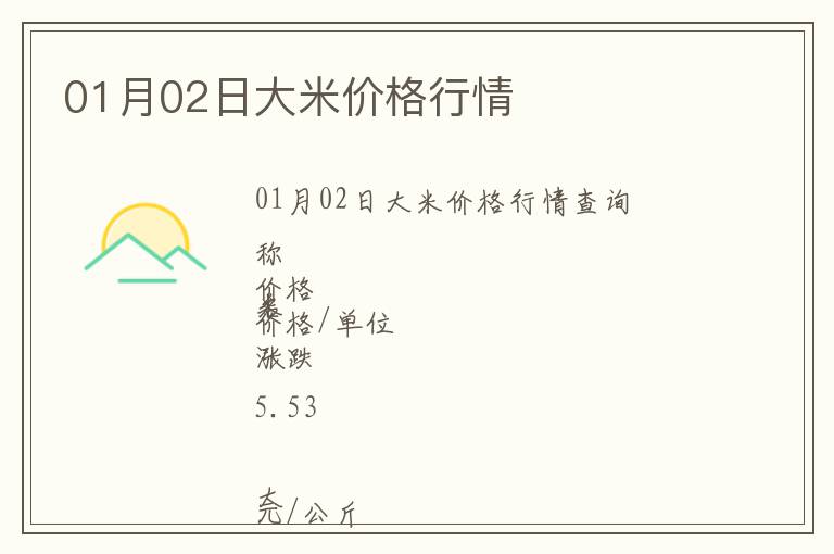 01月02日大米價(jià)格行情
