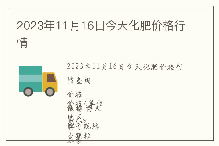 2023年11月16日今天化肥價格行情