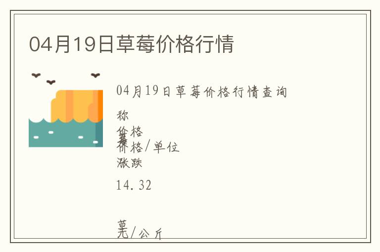 04月19日草莓價格行情