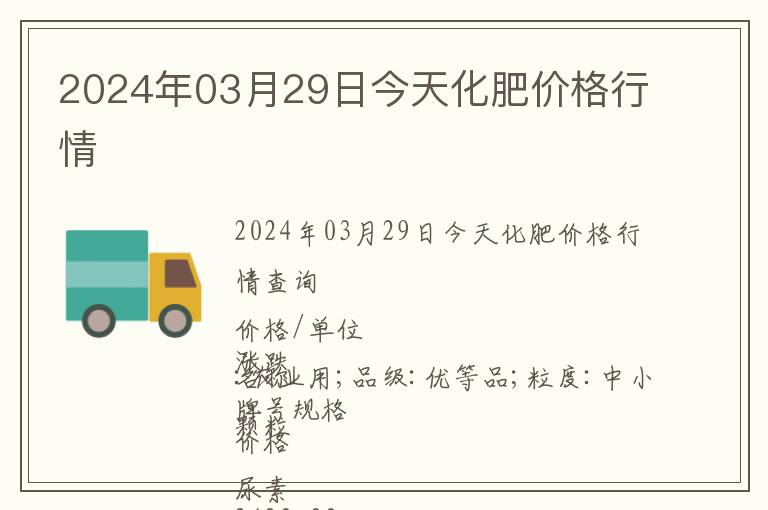 2024年03月29日今天化肥價格行情