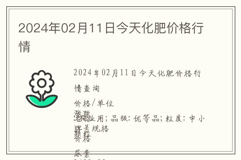 2024年02月11日今天化肥價格行情