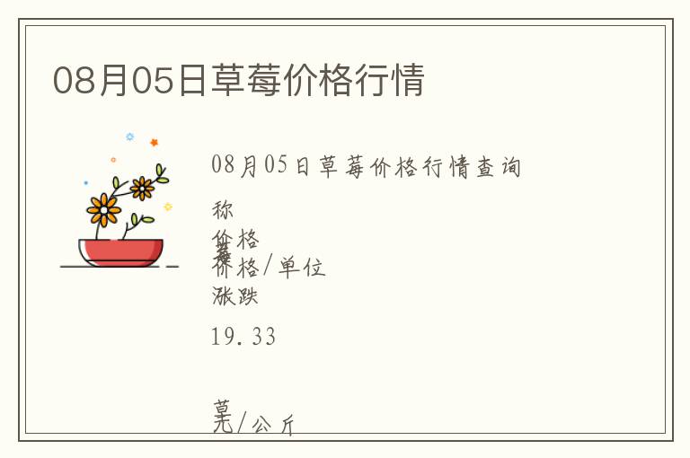 08月05日草莓價(jià)格行情