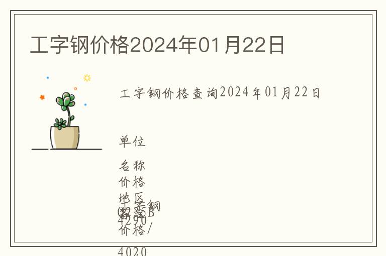 工字鋼價格2024年01月22日