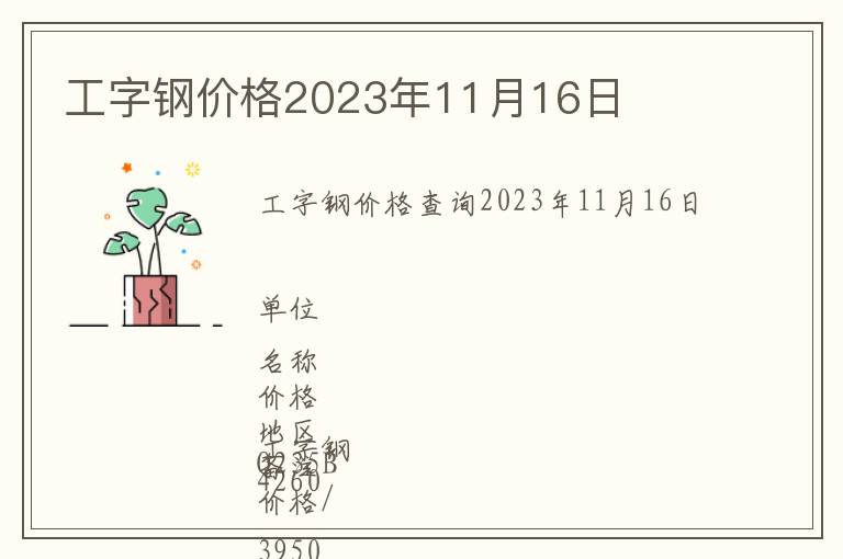 工字鋼價(jià)格2023年11月16日
