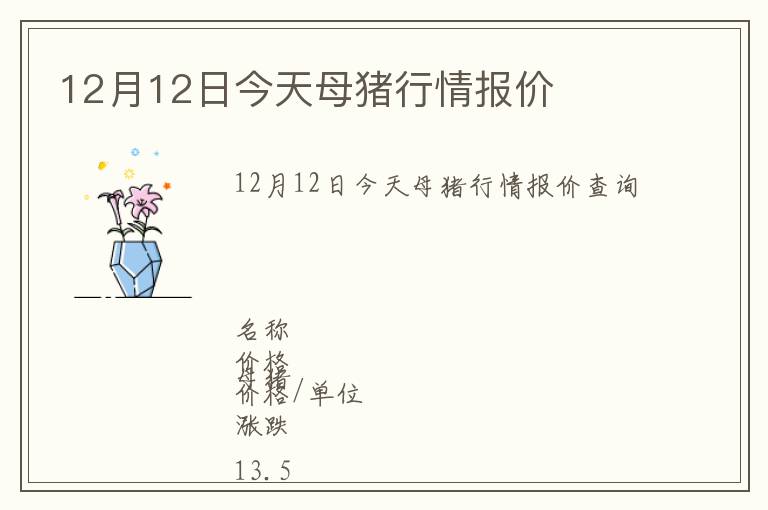 12月12日今天母豬行情報價