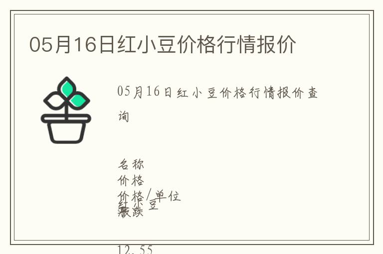 05月16日紅小豆價格行情報價