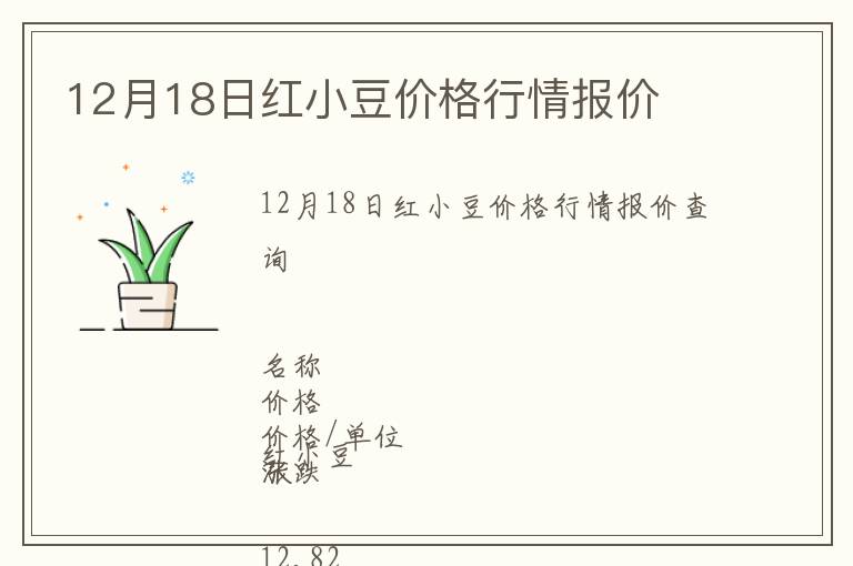 12月18日紅小豆價格行情報價