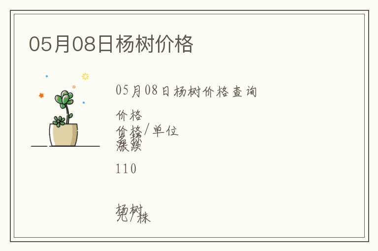 05月08日楊樹價格