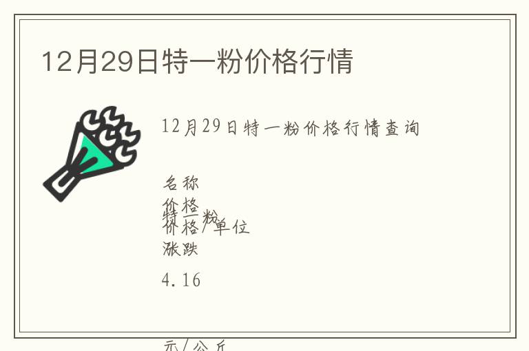 12月29日特一粉價格行情