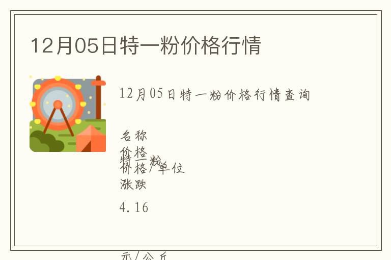 12月05日特一粉價格行情