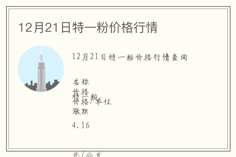 12月21日特一粉價格行情