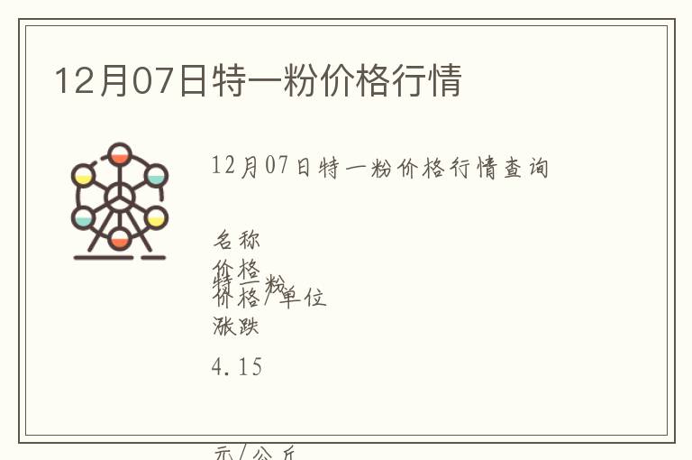 12月07日特一粉價(jià)格行情