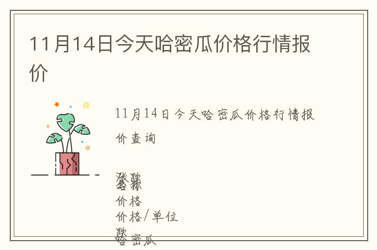 11月14日今天哈密瓜價格行情報價