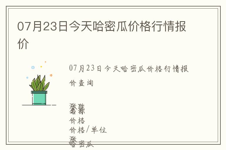 07月23日今天哈密瓜價(jià)格行情報(bào)價(jià)