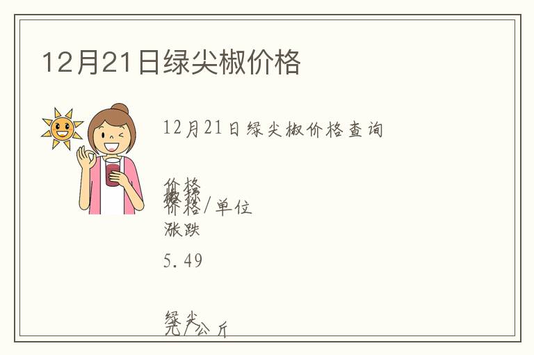 12月21日綠尖椒價格