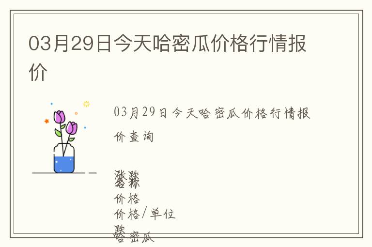 03月29日今天哈密瓜價格行情報價