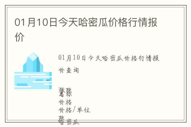 01月10日今天哈密瓜價格行情報價