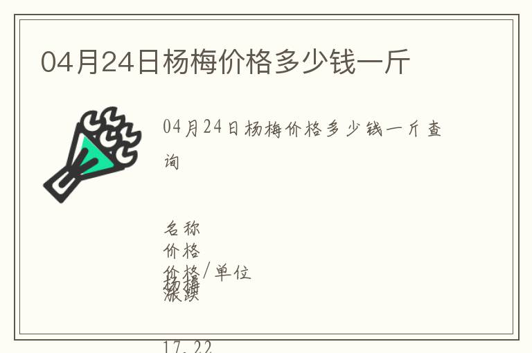 04月24日楊梅價格多少錢一斤
