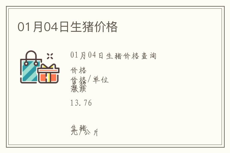 01月04日生豬價格