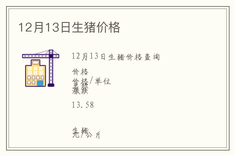 12月13日生豬價格