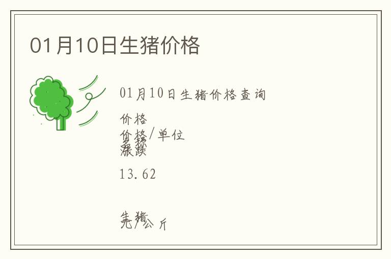 01月10日生豬價格