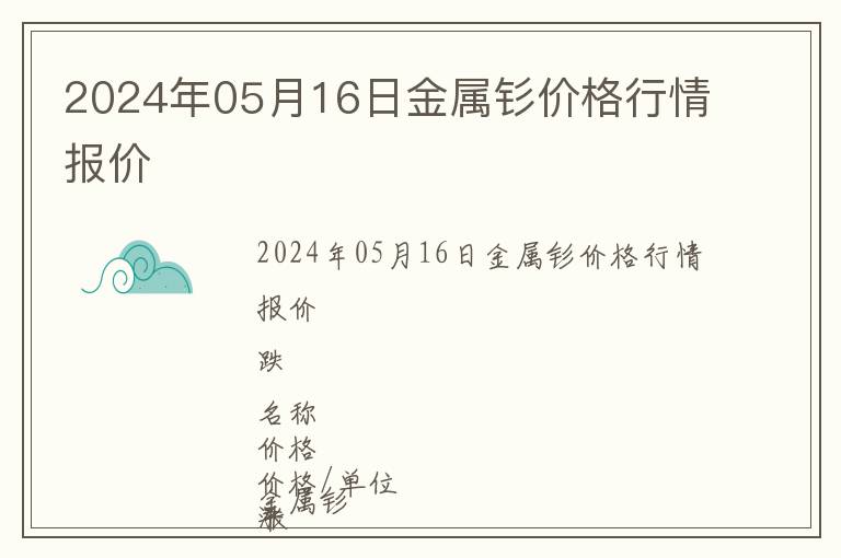 2024年05月16日金屬釤價格行情報價