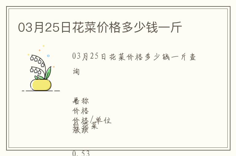 03月25日花菜價格多少錢一斤