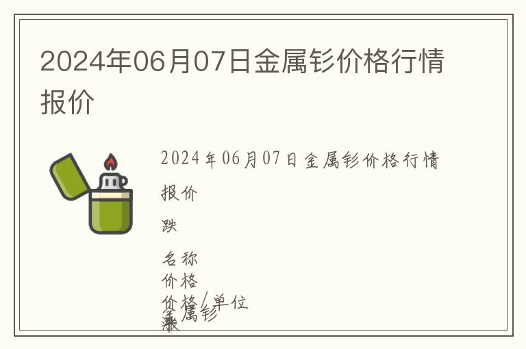 2024年06月07日金屬釤價格行情報價
