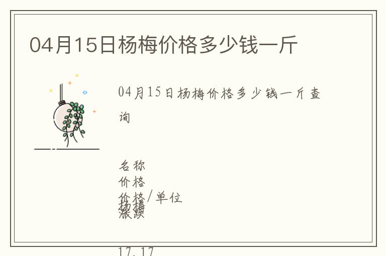 04月15日楊梅價格多少錢一斤