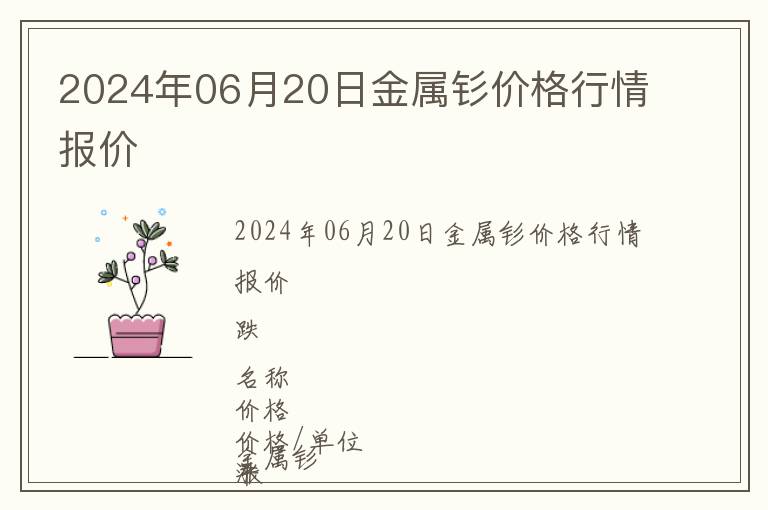 2024年06月20日金屬釤價格行情報價