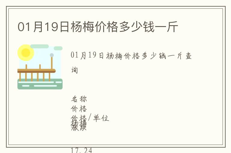 01月19日楊梅價格多少錢一斤
