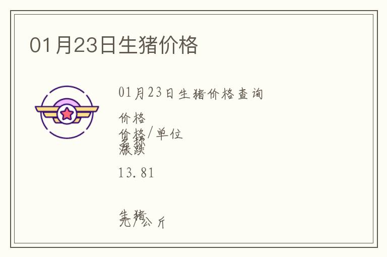 01月23日生豬價格