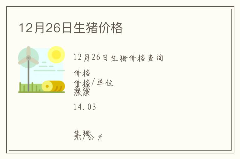 12月26日生豬價格