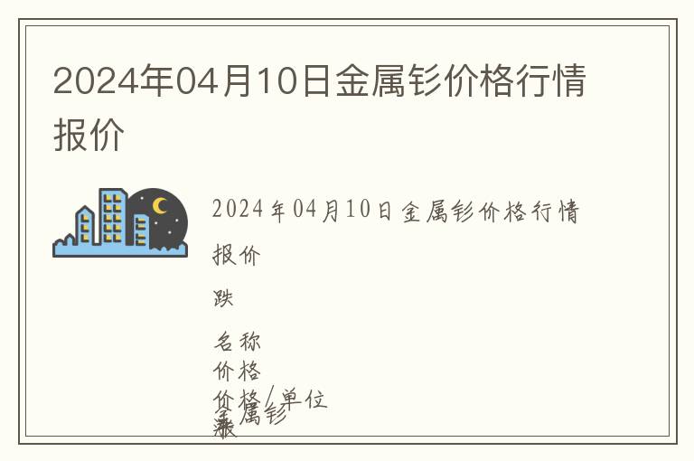 2024年04月10日金屬釤價格行情報價