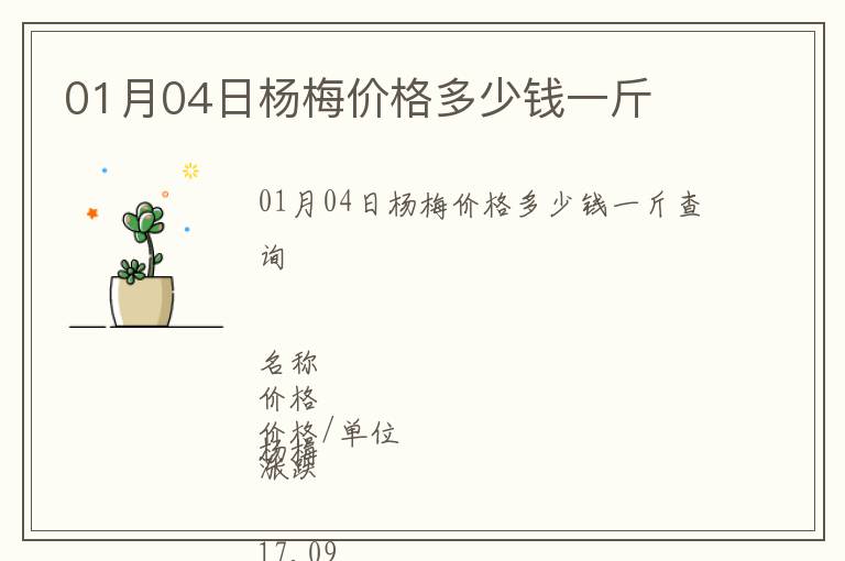 01月04日楊梅價格多少錢一斤