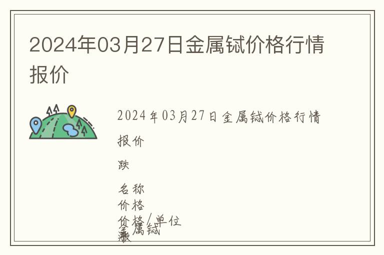 2024年03月27日金屬鋱價格行情報價