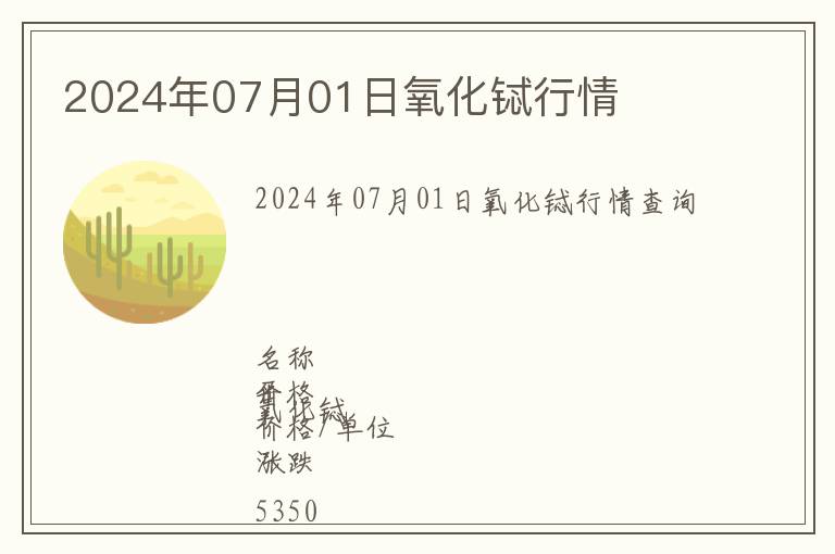 2024年07月01日氧化鋱行情